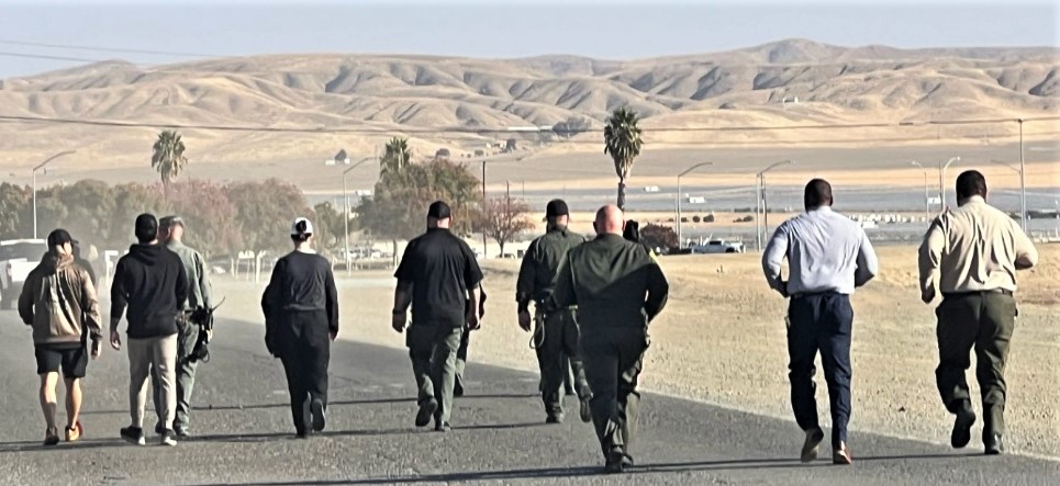 Running in Class A uniforms at Avenal State Prison. 
