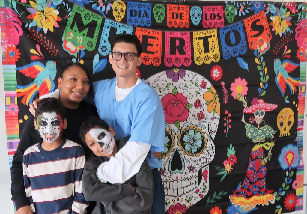 Dia de los Muertos background for visiting families at High Desert State Prison in Susanville, California. 