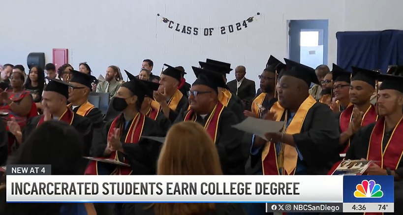 incarcerated graduates sitting at ceremony