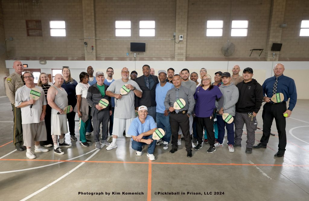 Group of pickleball participants at Valley State Prison