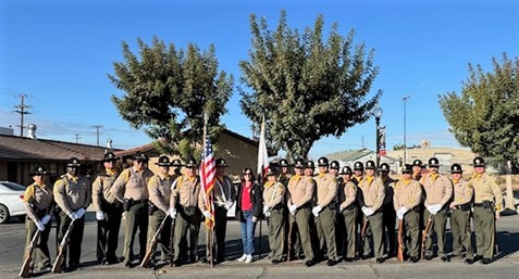 CDCR Veterans Day parade in Delano with the CDCR Honor Guard teams and the District Attorney.