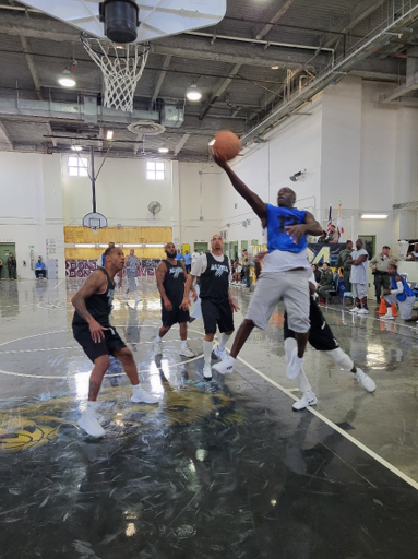 incarcerated person doing a layup