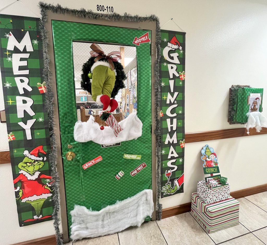 Grinchmas themed door decorating at Calipatria.