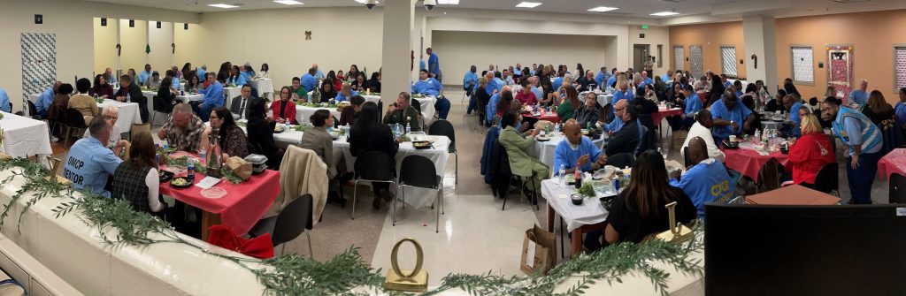 First warden's holiday dinner for staff, guests and the population.