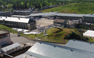 Aerial view of Folsom State Prison taken from a CDCR reorganization video about converting to a regional leadership structure.