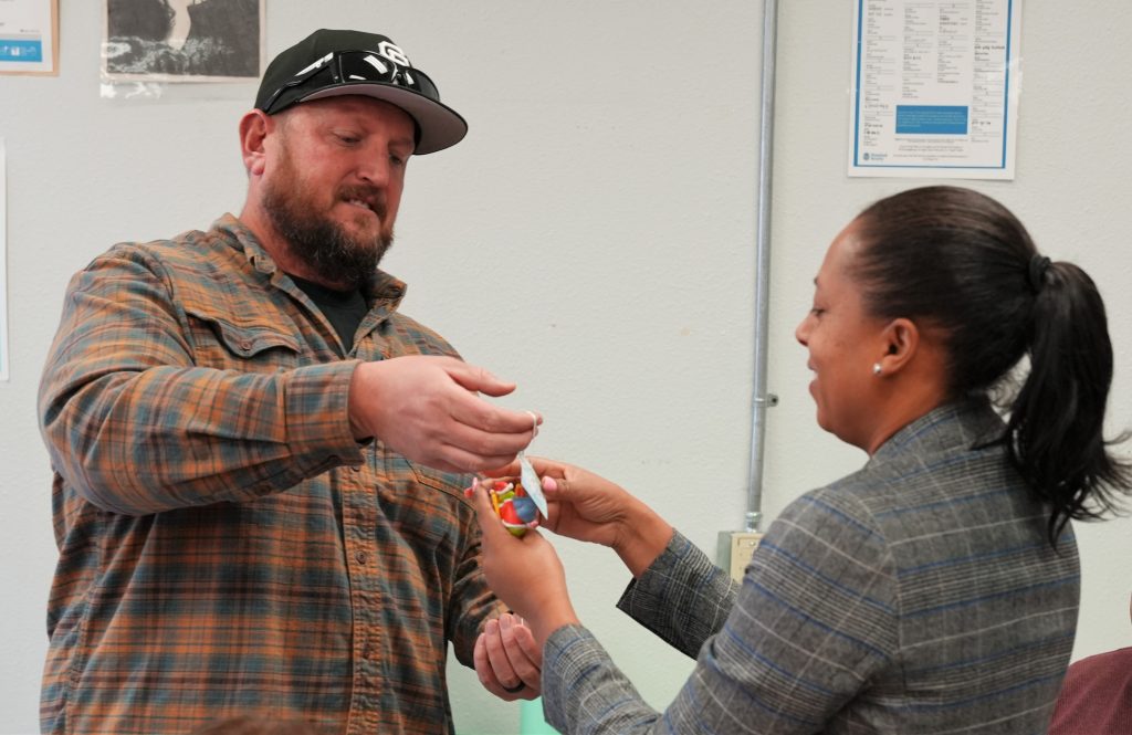 Solano staff share ornaments as gifts.
