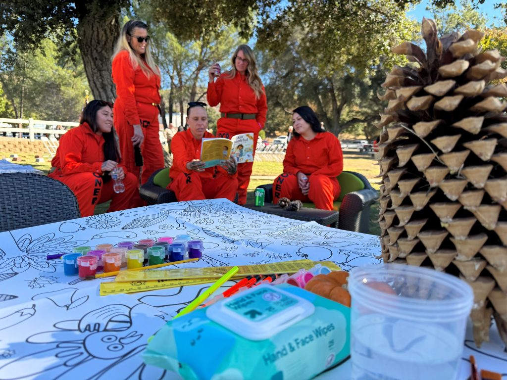 Camp participants looking through some of the books.