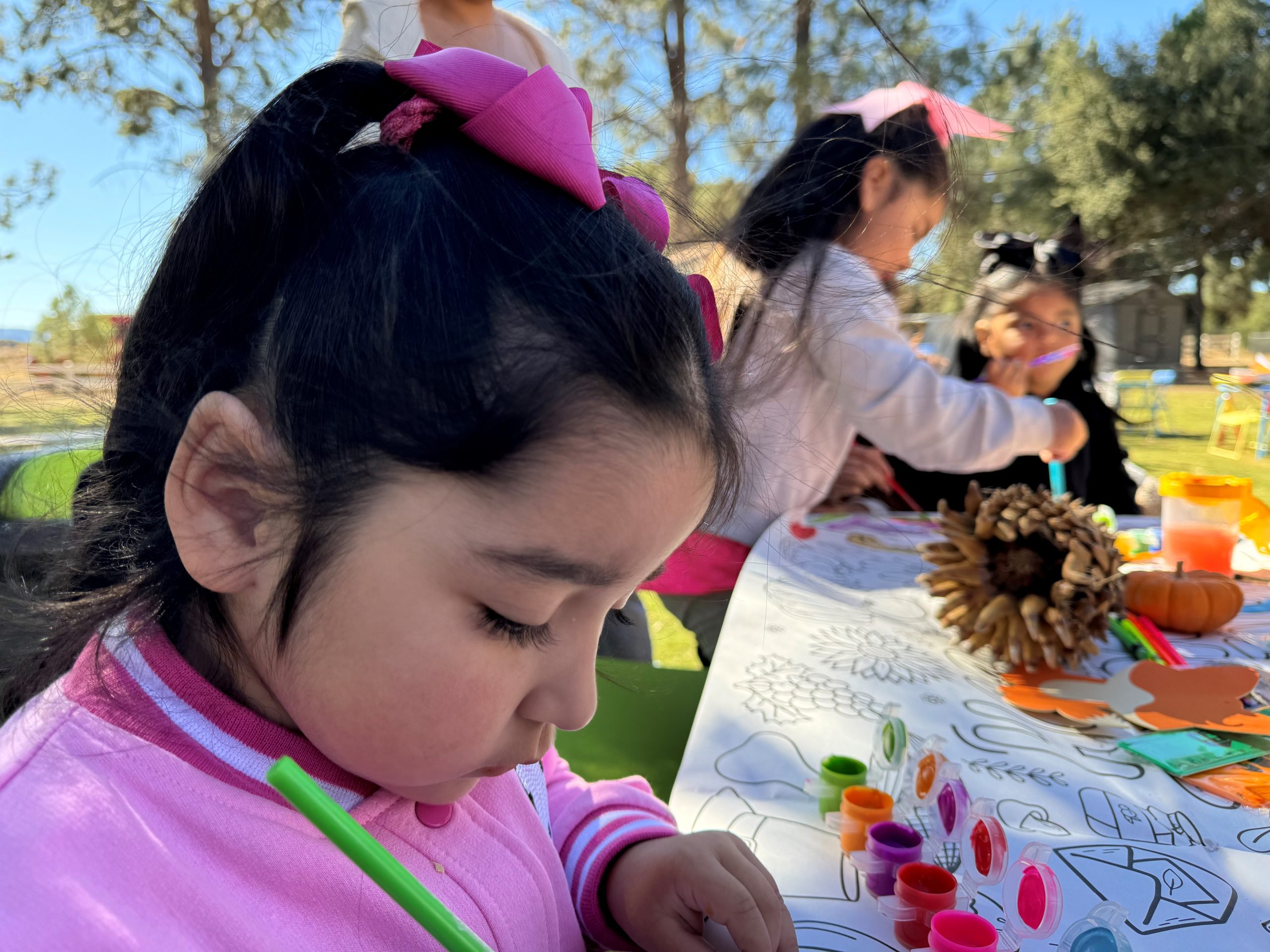 Children at an outdoor educational center at a conservation camp.