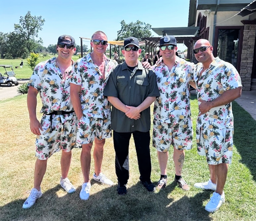 Mule Creek State Prison golf tournament with Patrick Covello and four staff members.
