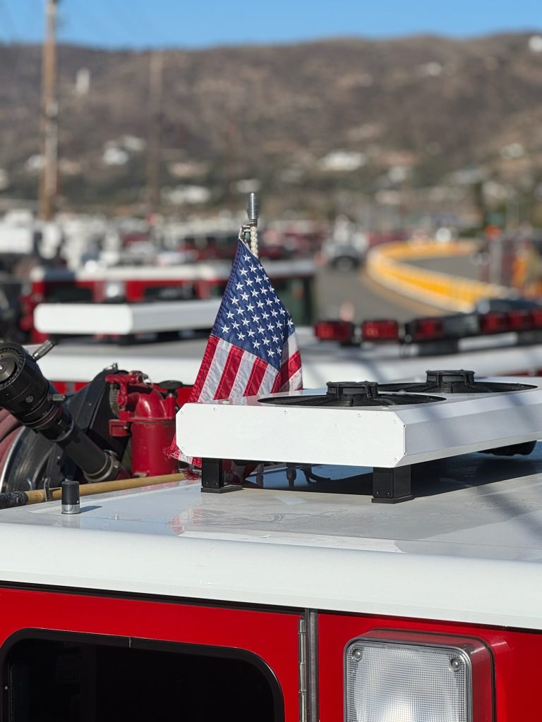 American flag atop a CDCR fire engine.