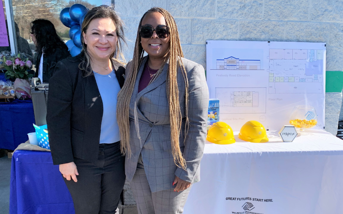 CMF warden attends a press event for a youth club announcement. She's standing with the CEO of the Boys and Girls Club of Vacaville.