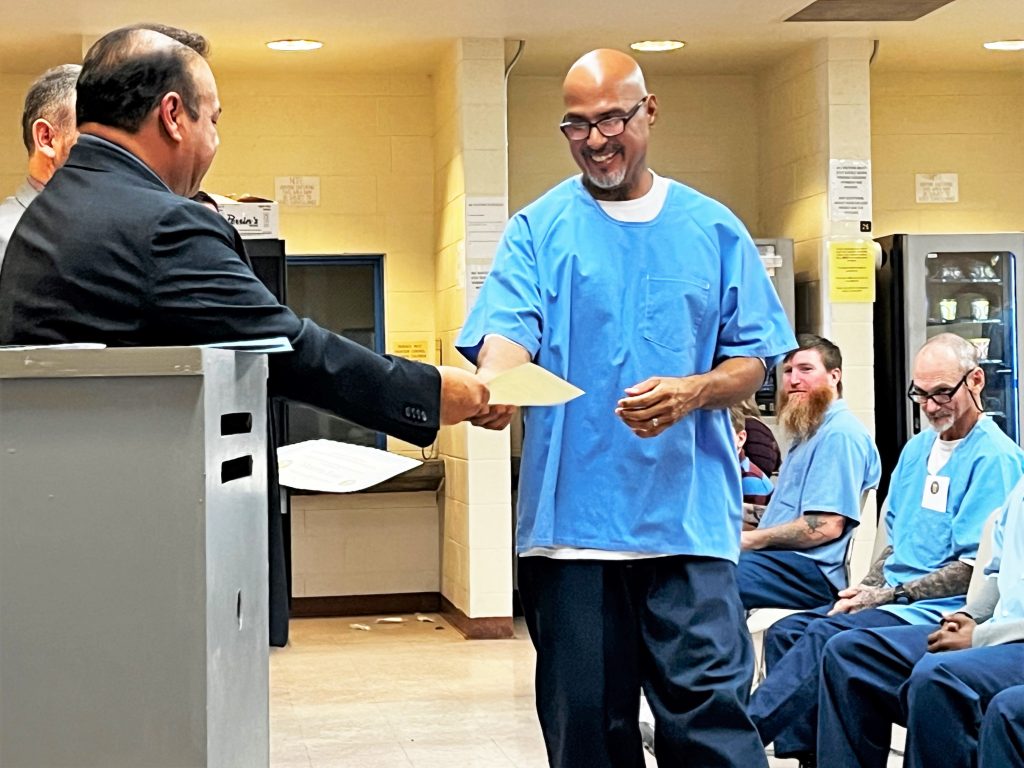 Certificate awarded to incarcerated person at CSP-Corcoran.