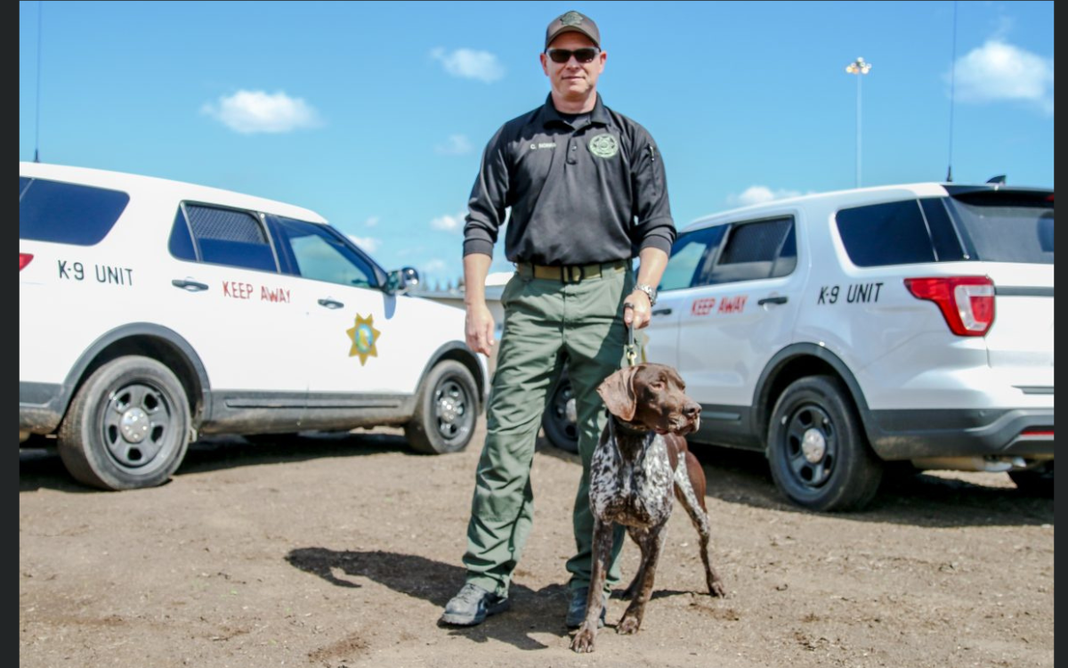 Remi, a retired K-9 from North Kern State Prison, passed away Jan. 24, 2025. Remi is seen here with Correctional Officer Charles Norris at the K-9 academy graduation.