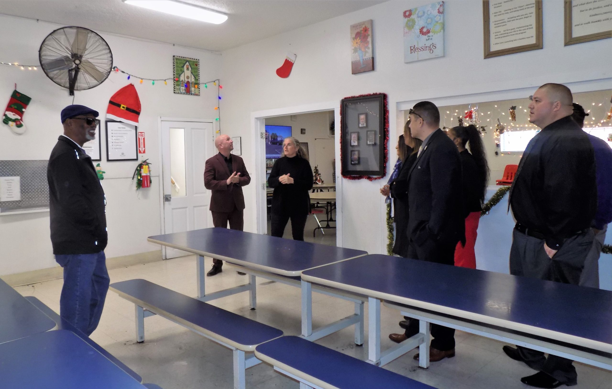 San Quentin prison staff touring the Bay Area Rescue Mission.