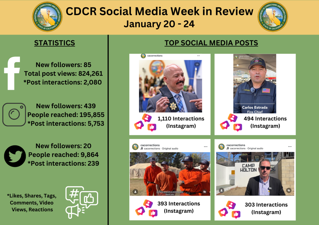Social media graphic showing view stats for the week 