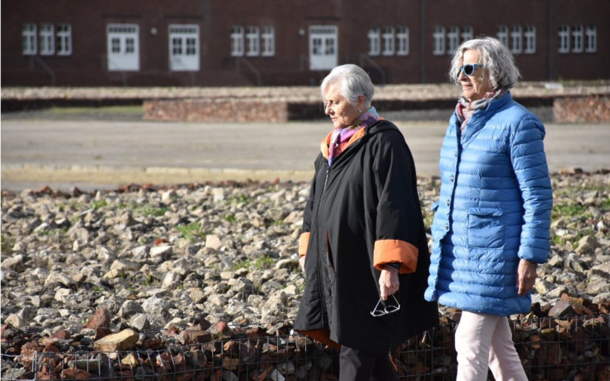 Holocaust camp survivors visit a camp