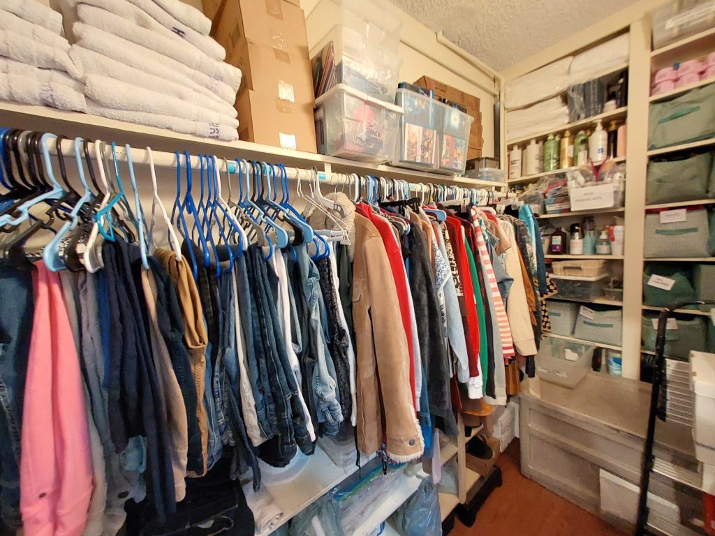 Hygiene and clothing closet at FOTEP in Pomona.