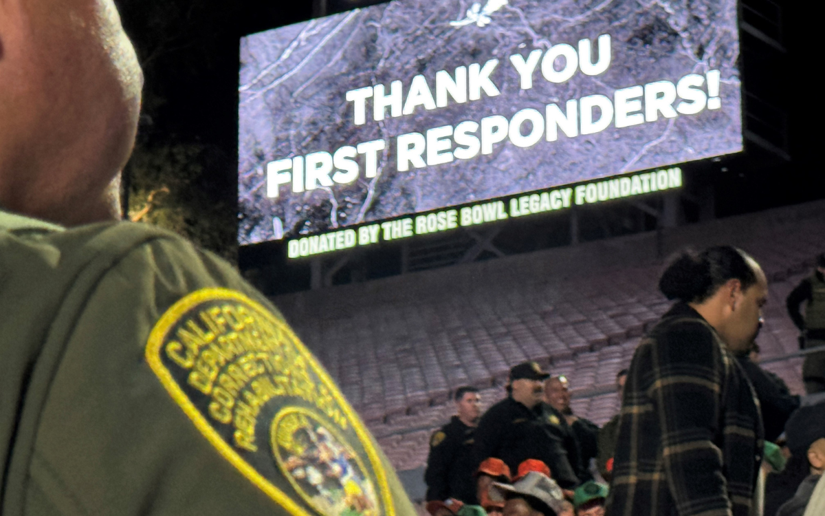 CDCR shoulder patch with staff attending a Jelly Roll concert to honor first responders.