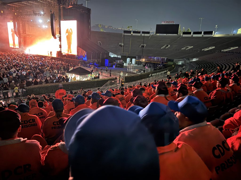 Incarcerated fire crews at the concert.