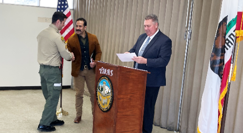 A sergeant, associate warden, and warden at CCI promotional ceremony.