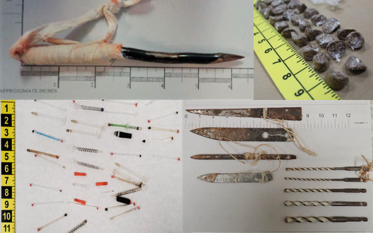 Public safety sweep at 11 prisons nets manufactured weapons, drugs, drug paraphernalia, and escape tools.