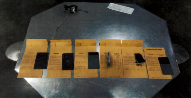 Table with contraband cell phones.