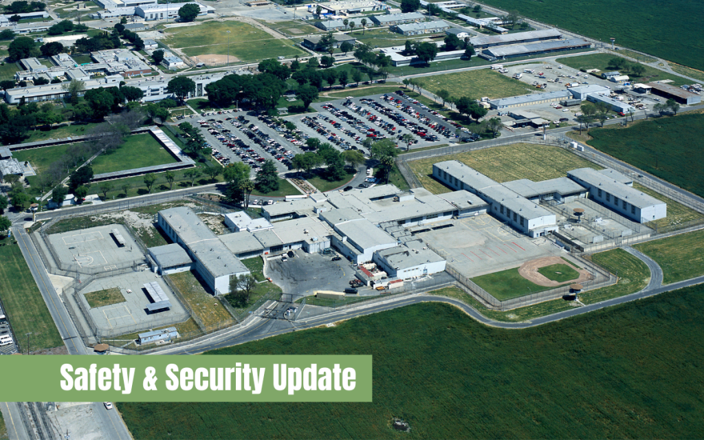 California Institution for Men (CIM) Safety and Security Update for staff, officer injured in attack, incident or riot.