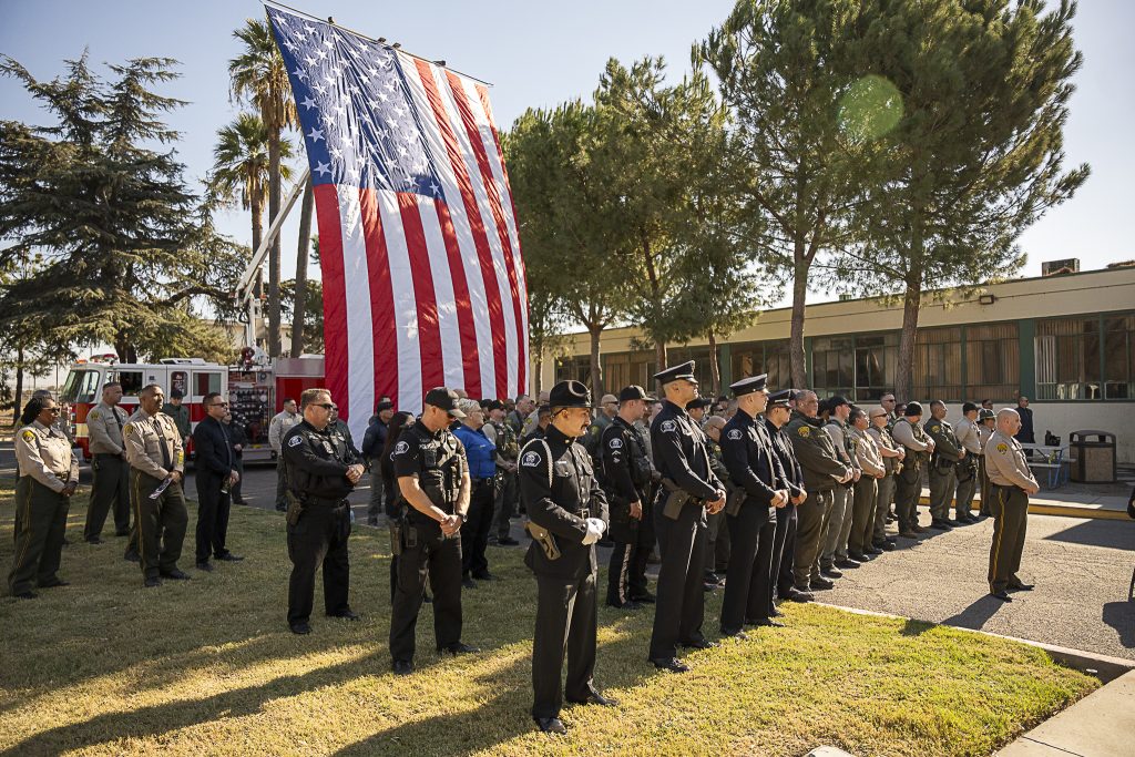 Chino Police Department at the CIM memorial for Officer Gonzalez.