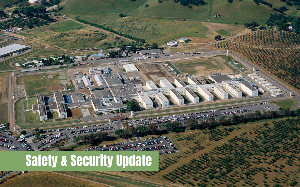 California Medical Facility (CMF) Safety and Security Update for staff, officer injured in attack, incident or riot.