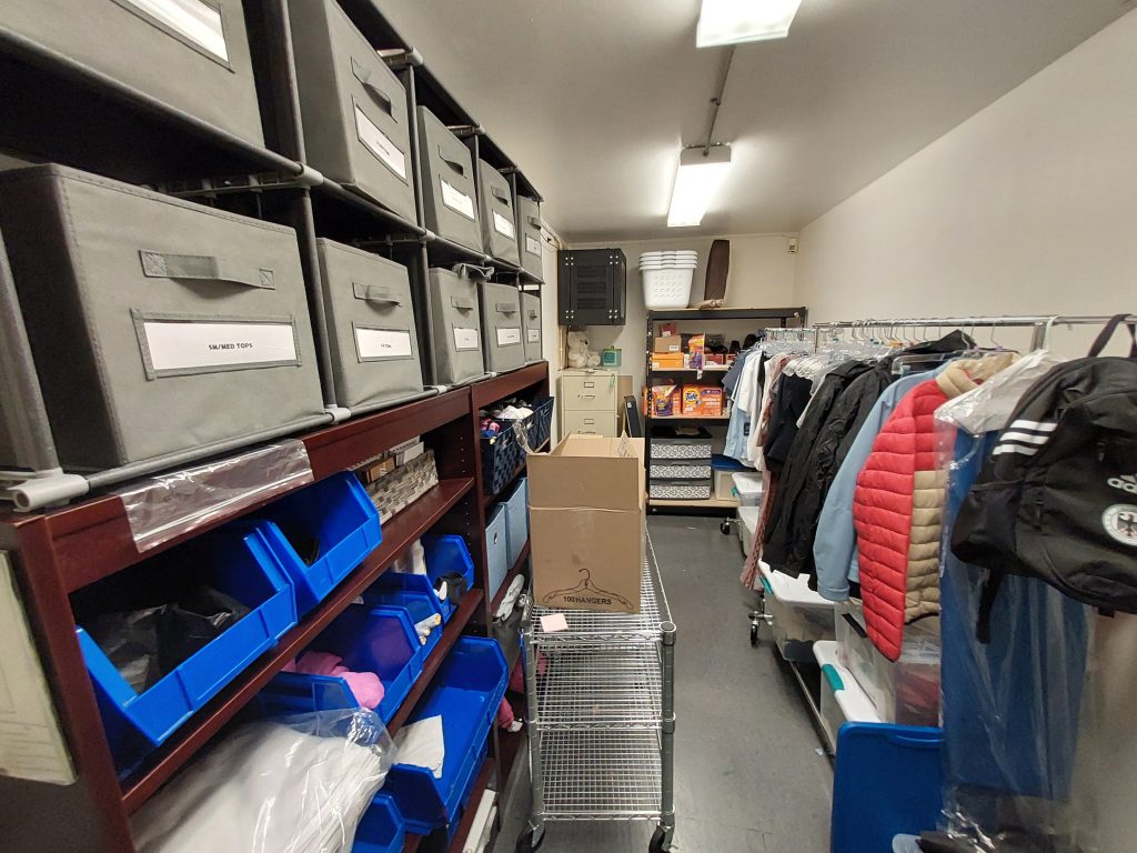 Clothing closet at the Day Reporting Center in Pomona serving parole supervised people.