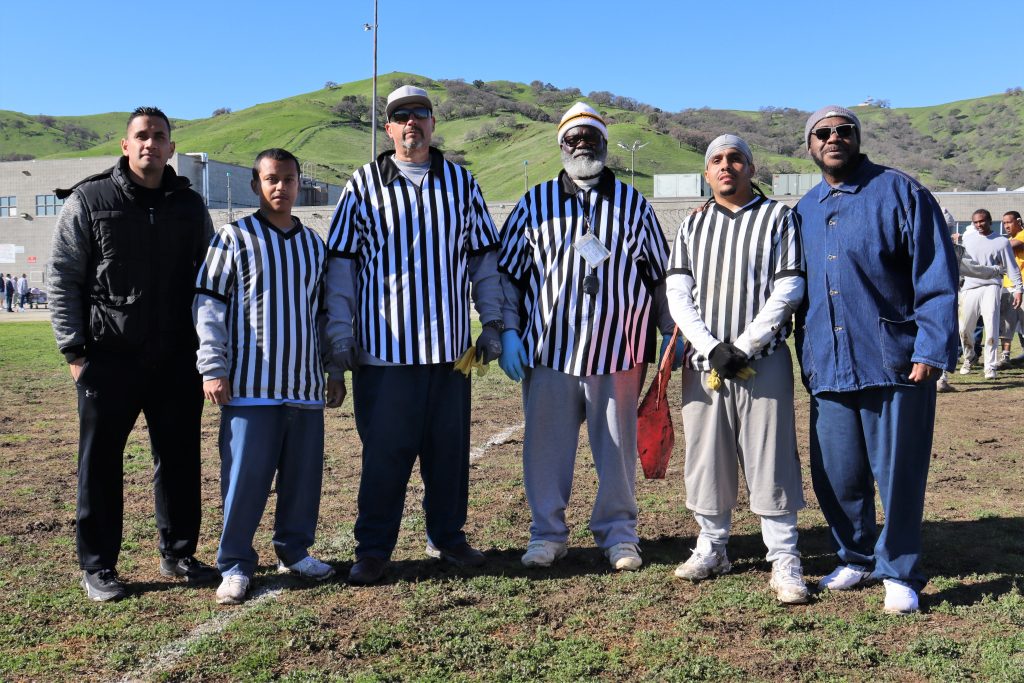 Referees and others at Solano for a football game.