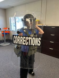 Student at Sunrise High wearing equipment