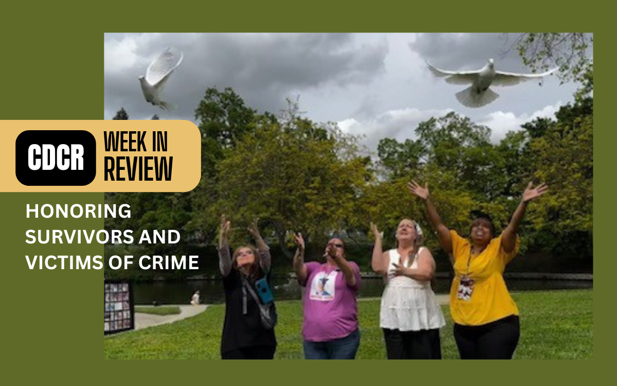 Week in Review for April 11 with people releasing doves in honor of National Crime Victims' Rights Week.