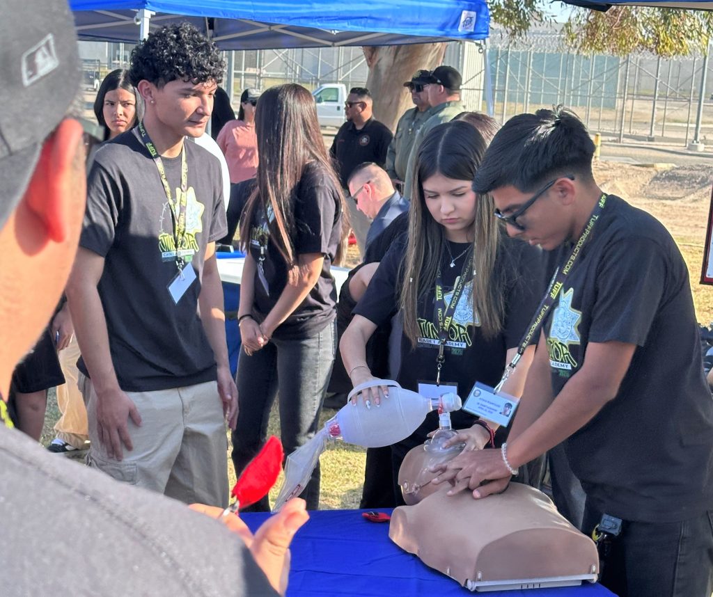 Cadets learn CPR at Centinela Take Your Kids to Work Day.