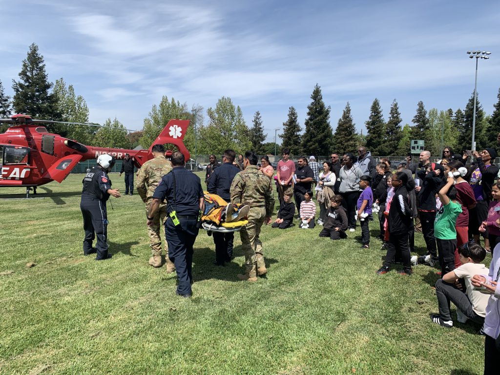 A demonstration of how the air ambulance helicopter is used. 