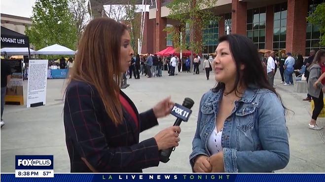 Fox 40 LA interviews Cal State LA student Jocelyn Chau-Goh