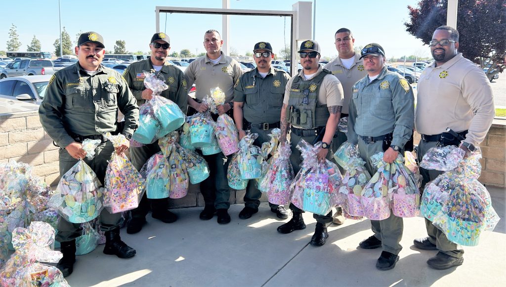 North Kern State Prison and Substance Abuse Treatment Facility staff with gift baskets.