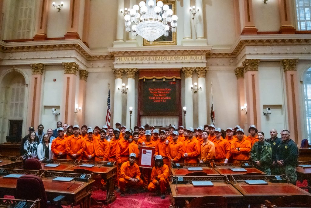 Pine Grove Youth Conservation Camp participants were recognized by the legislature for their efforts fighting fires in California. 