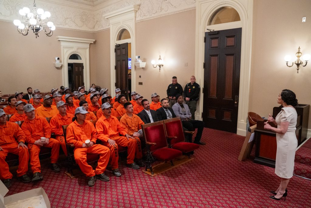 Touring the capitol are Pine Grove youth.
