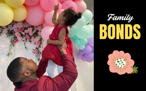 RJD father-child dance builds family bonds, illustrated by a father lifting his child to touch balloons.