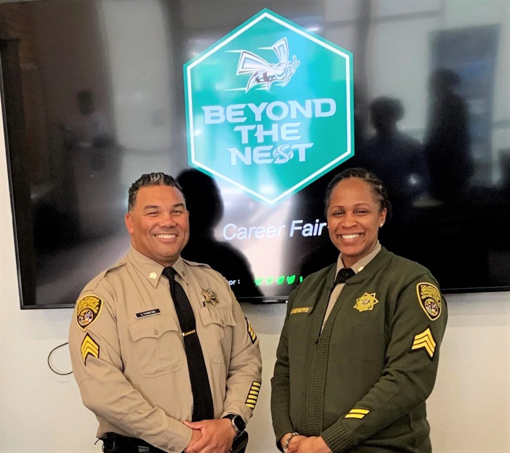 Beyond the Nest career fair with two CDCR recruiters at Sacramento State University.