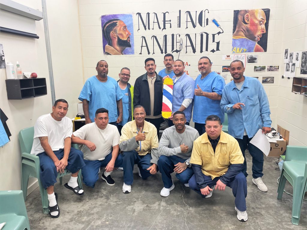 Making Amends barbershop at a California prison.