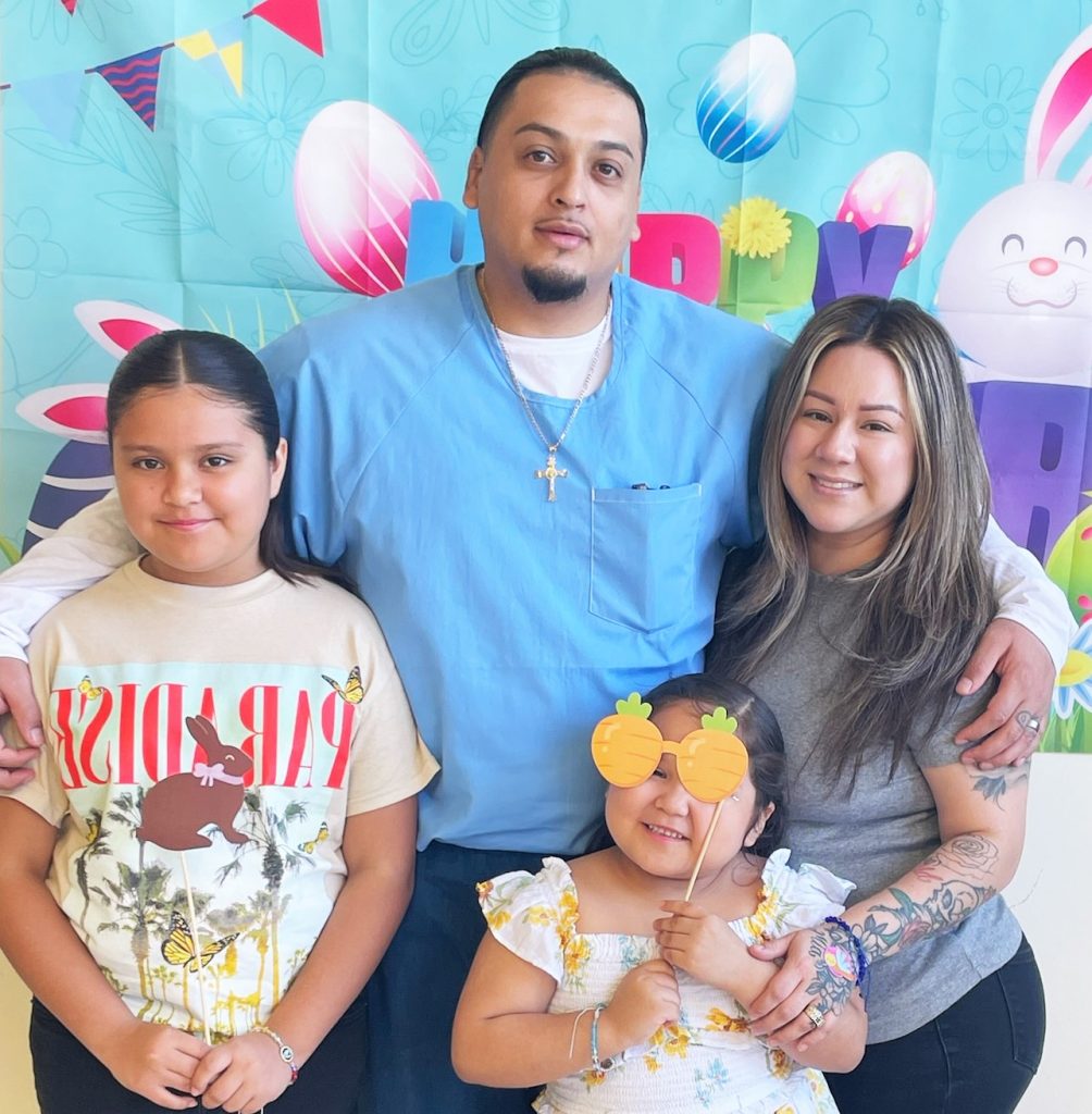 SATF Easter visiting event with a family and their loved one.