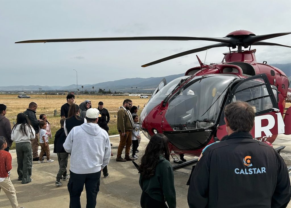 A medical helicopter at Salinas Valley State Prison for Take Your Kids to Work Day.