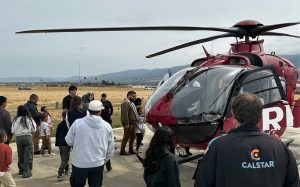 A medical helicopter at Salinas Valley State Prison for Take Your Kids to Work Day.