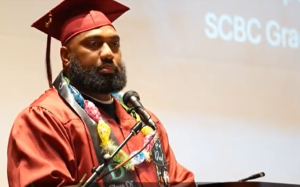 SCBC reentry program speaker at his graduation.