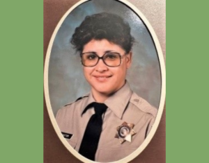 Mary Parton wearing her correctional officer's uniform.
