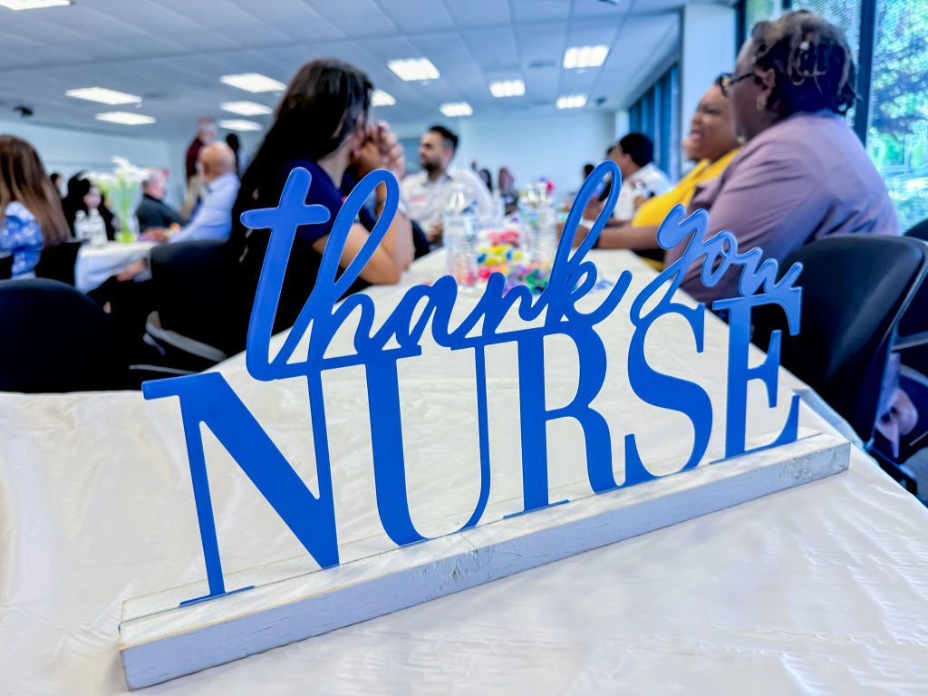 "Thank you, nurse" table display at headquarters in Elk Grove.
