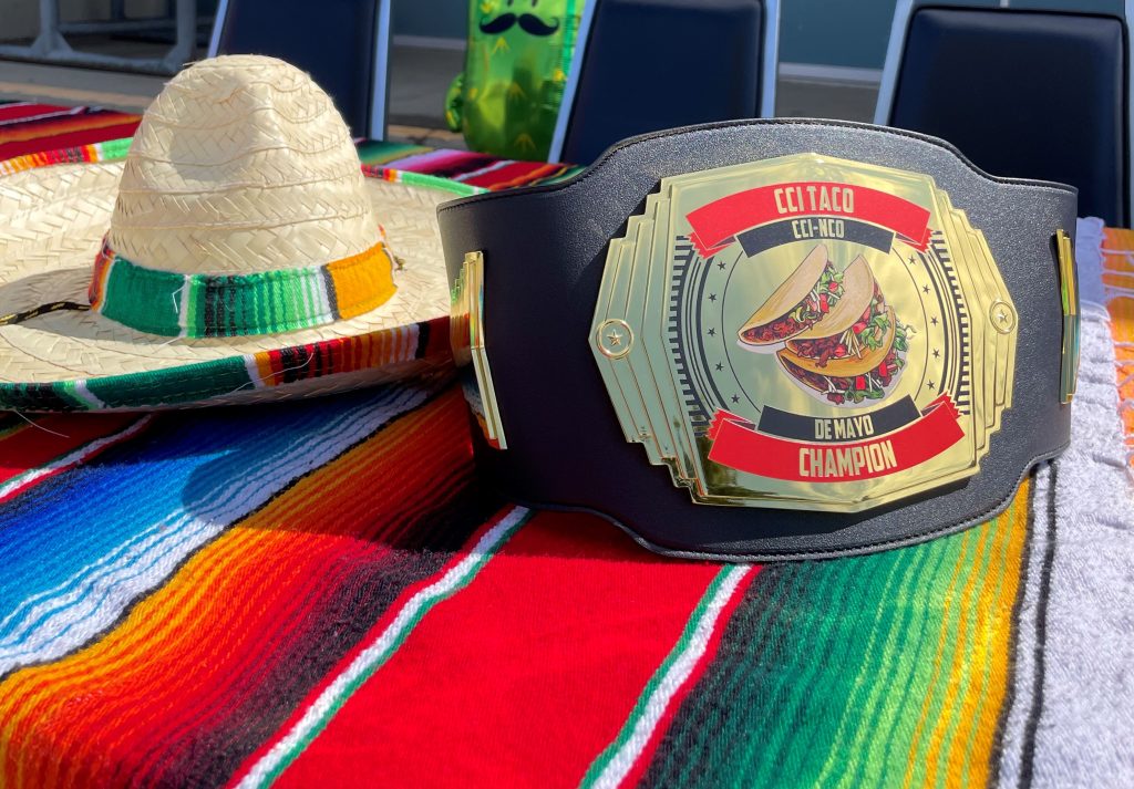 The Taco Competition championship belt at CCI for Cinco de Mayo.