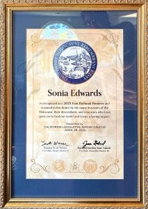 Certificate from State Assembly recognizing Sonia Edwards